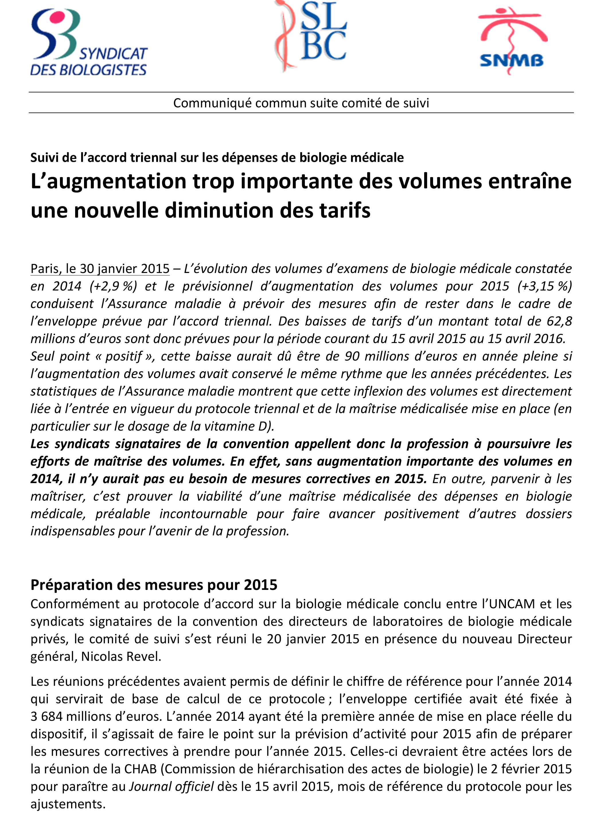 Communiqu&eacute; commun