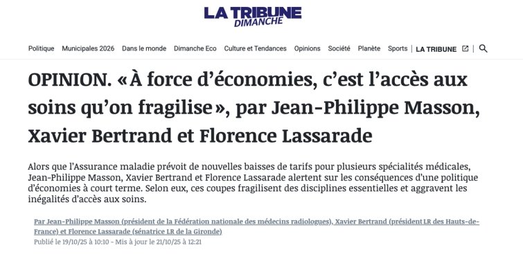 « À force d’économies, c’est l’accès aux soins qu’on fragilise » — une tribune cosignée par le SDBIO à lire dans La Tribune.